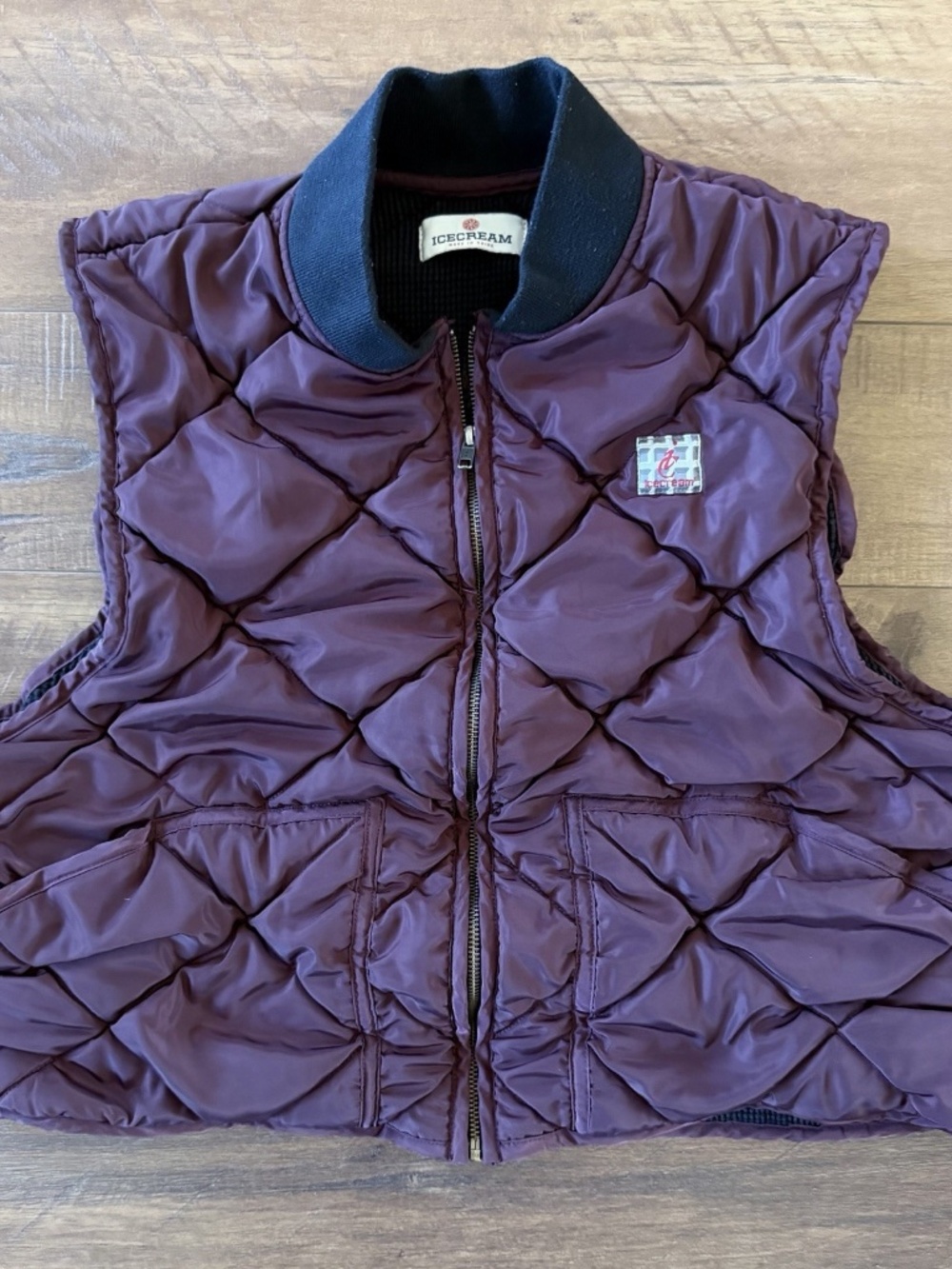 Icecream BBC Purple Diamond-Quilted Puffer Vest Gilet Sz XL